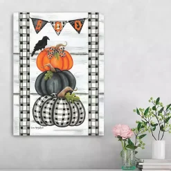 Plaid Stacked Pumpkins Canvas Art Print, 18x24
