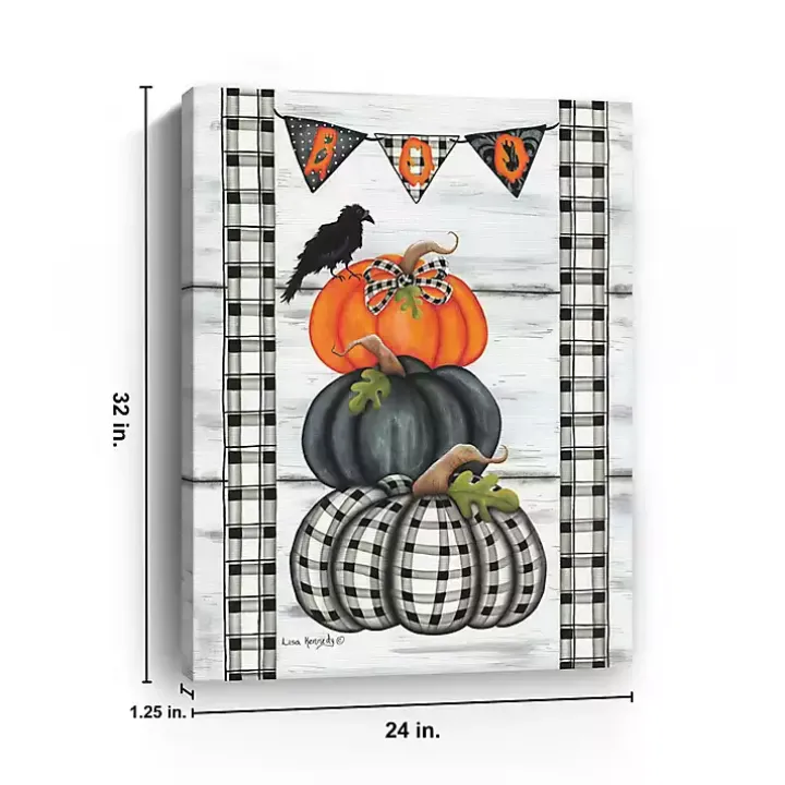 Plaid Stacked Pumpkins Canvas Art Print, 24x32
