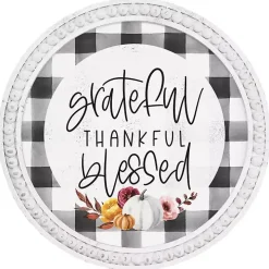 Plaid Thankful Round Framed Wall Plaque