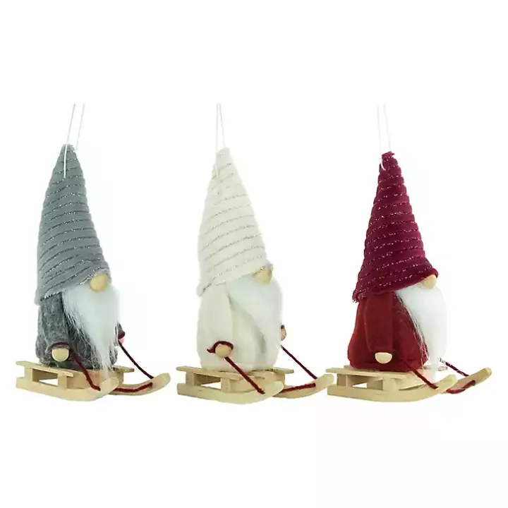 Plush Sledding Gnomes, Set of 3