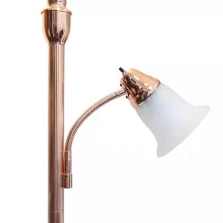 Polished Rose Gold and White Reading Arm Torchiere