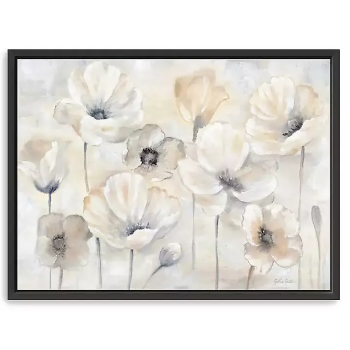 Poppy Garden Landscape Framed Giclee Canvas Print