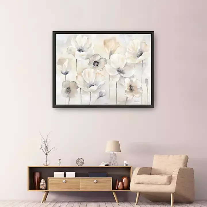 Poppy Garden Landscape Framed Giclee Canvas Print