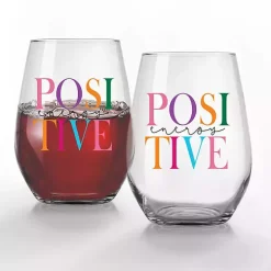 Positive Energy Stemless Wine Glasses, Set of 2