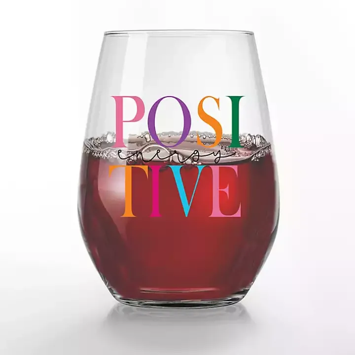 Positive Energy Stemless Wine Glasses, Set of 2