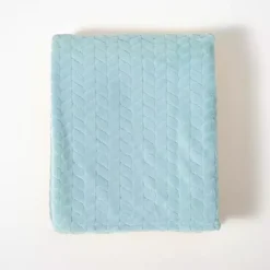 Powder Blue Heavenly Herringbone Plush Throw