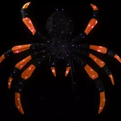 Pre-Lit Black and Orange Outdoor Spider Decoration