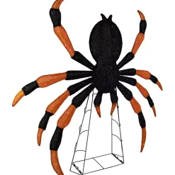 Pre-Lit Black and Orange Outdoor Spider Decoration