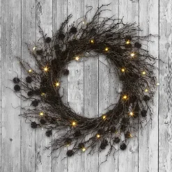 Pre-Lit Black Deadwood Wreath