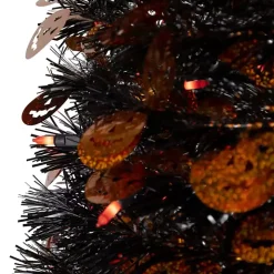 Pre-Lit Black Halloween Pumpkin Tree, 4 ft.
