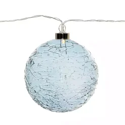 Pre-Lit Blue Crackle Glass Ornament Garland