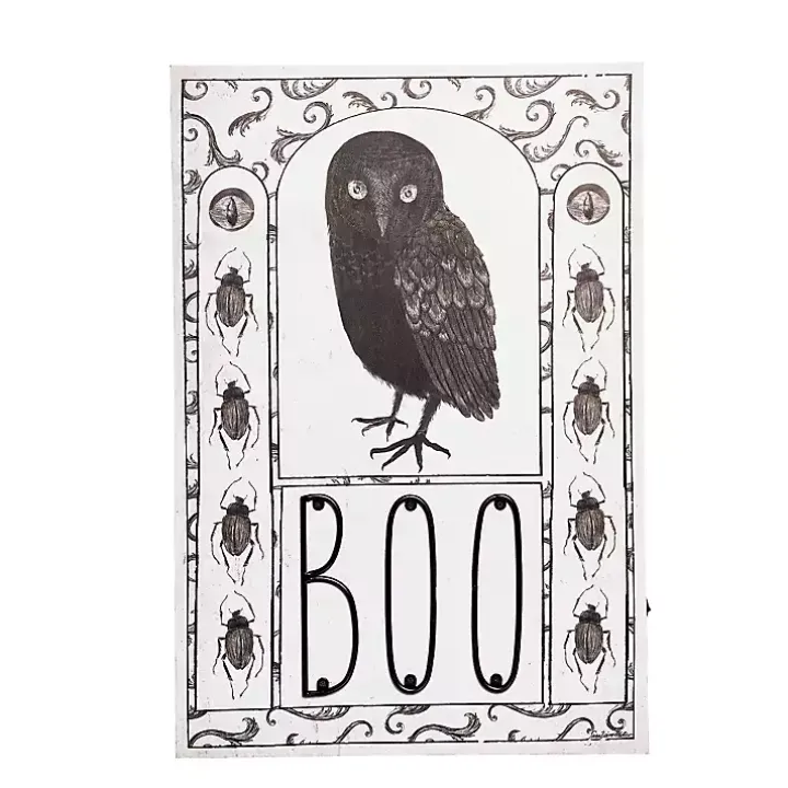 Pre-Lit Boo Owl Halloween Canvas Art Print