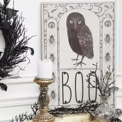 Pre-Lit Boo Owl Halloween Canvas Art Print