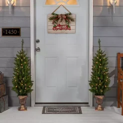 Pre-Lit Cedar Pine Christmas Trees, Set of 2