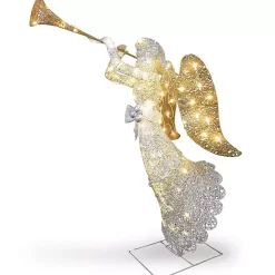 Pre-Lit Crystal Sisal Trumpeting Angel Statue