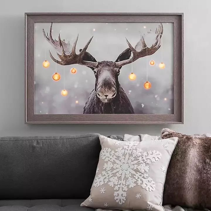 Pre-Lit Elmer the Moose Framed Canvas Art Print