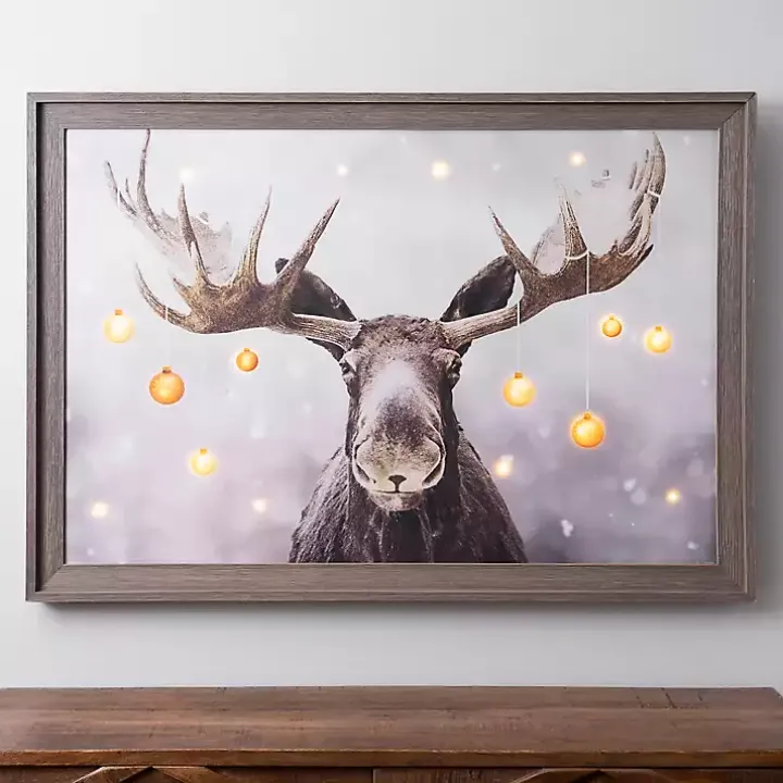 Pre-Lit Elmer the Moose Framed Canvas Art Print