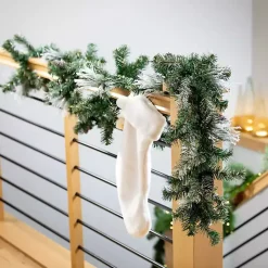 Pre-Lit Flocked Mixed Pine and Pinecone Garland