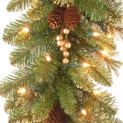 Pre-Lit Glittery Gold Pine Garland, 9 ft.