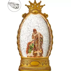 Pre-Lit Golden Crown Holy Family Snow Globe