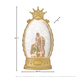 Pre-Lit Golden Crown Holy Family Snow Globe
