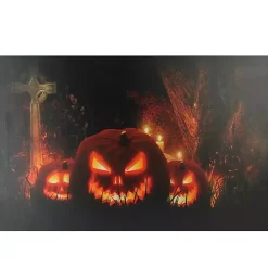 Pre-Lit Jack O' Lantern Cemetery Canvas Art Print