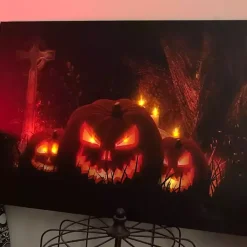 Pre-Lit Jack O' Lantern Cemetery Canvas Art Print