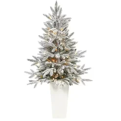 Pre-Lit Manchester Spruce in White Planter, 44 in.