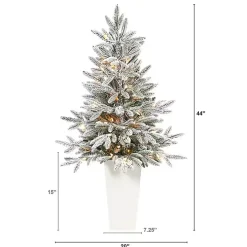 Pre-Lit Manchester Spruce in White Planter, 44 in.