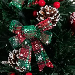 Pre-Lit Plaid Bow Christmas Tree Arrangement