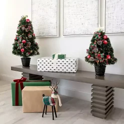 Pre-Lit Plaid Bow Christmas Tree Arrangement
