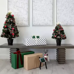 Pre-Lit Plaid Bow Christmas Tree Arrangement