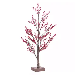Pre-Lit Red Berry Winter Tree, 38 in.
