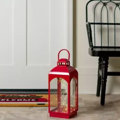 Pre-Lit Red Metal Twinkle Lights Lantern, 16 in.