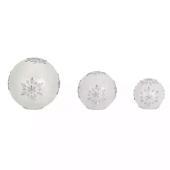 Prelit Snowflake Glass Globes, Set of 3