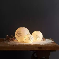 Prelit Snowflake Glass Globes, Set of 3