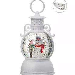 Pre-Lit Snowman and Cardinal Snow Globe