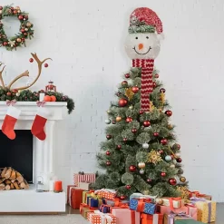 Pre-Lit Snowman with Frosted Hat Tree Topper