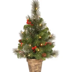 Pre-Lit Spruce Christmas Tree in Bronze Pot