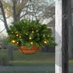 Pre-Lit Tiffany Fir Christmas Hanging Basket