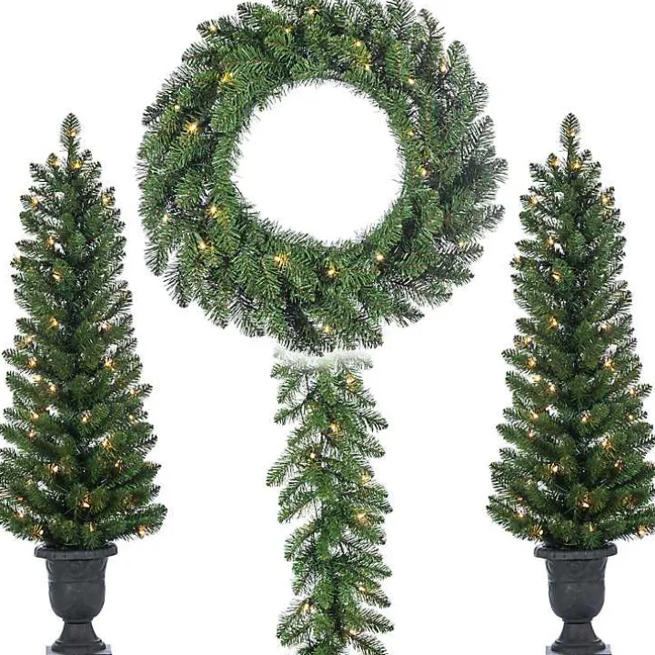 Pre-Lit Vancouver Pine 4-pc. Christmas Floral Set