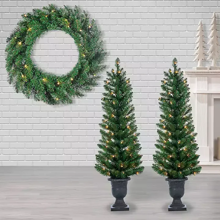 Pre-Lit Vancouver Pine 4-pc. Christmas Floral Set