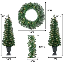 Pre-Lit Vancouver Pine 4-pc. Christmas Floral Set