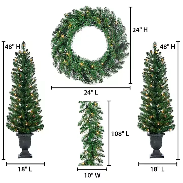 Pre-Lit Vancouver Pine 4-pc. Christmas Floral Set