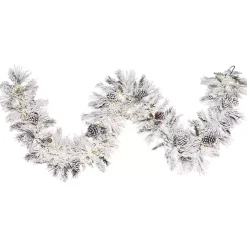 Pre-Lit Warm White Flocked Garland
