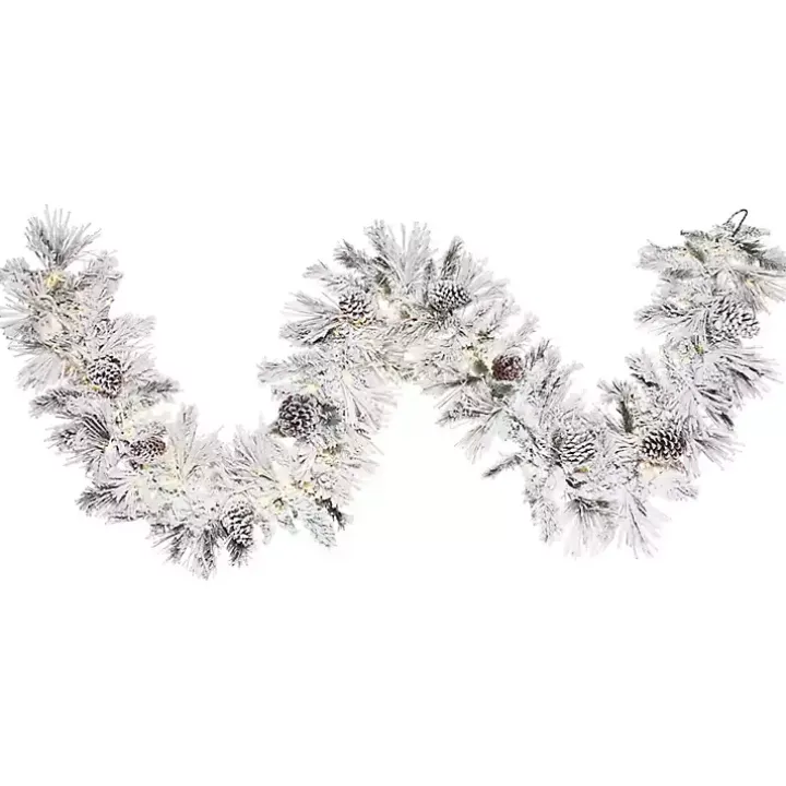 Pre-Lit Warm White Flocked Garland