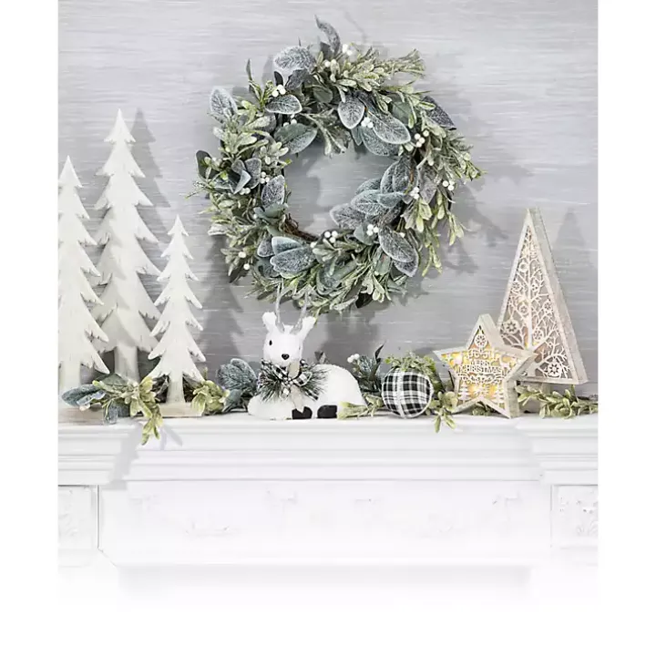 Pre-Lit White Wood A-Frame Tree