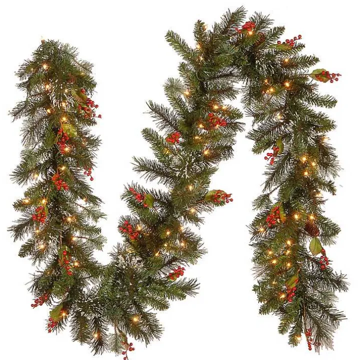 Pre-Lit Wintry Pine Christmas Garland, 9 ft.