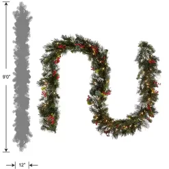 Pre-Lit Wintry Pine Christmas Garland, 9 ft.