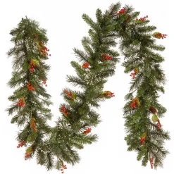 Pre-Lit Wintry Pine Christmas Garland, 9 ft.